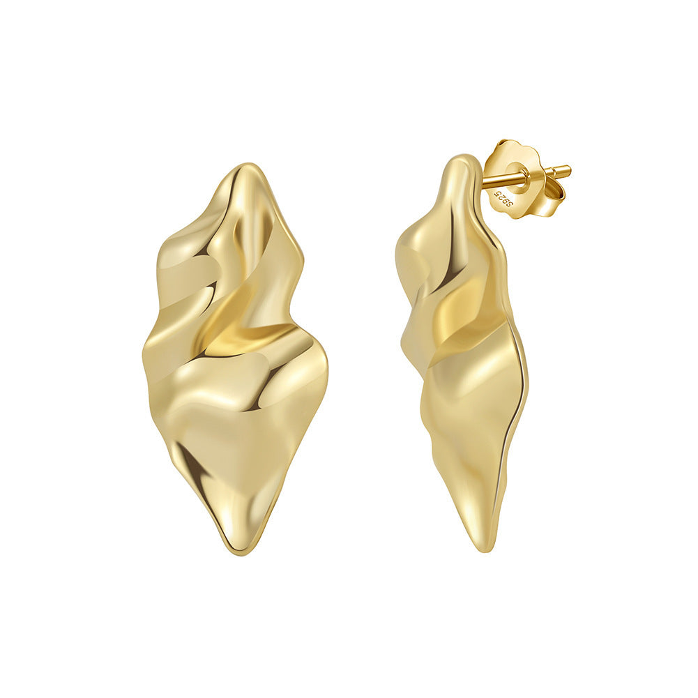 Simple Temperamental Sterling Silver Gold-plated Earrings