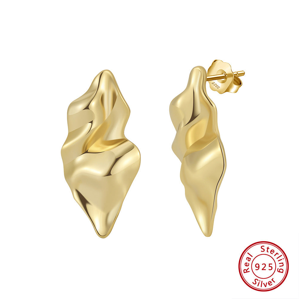 Simple Temperamental Sterling Silver Gold-plated Earrings